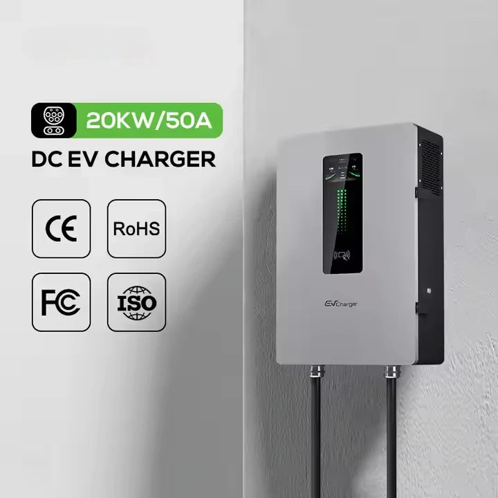 CCS2 GBT DC 20KW Wallbox Wall Mounted EV Fast DC Charger Home Charging Stations 30KW 40KW Level 3 Car Electric Chargers