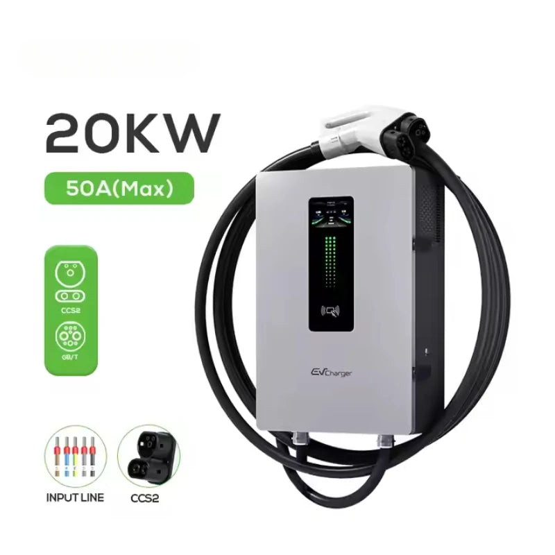 CCS2 GBT DC 20KW Wallbox Wall Mounted EV Fast DC Charger Home Charging Stations 30KW 40KW Level 3 Car Electric Chargers