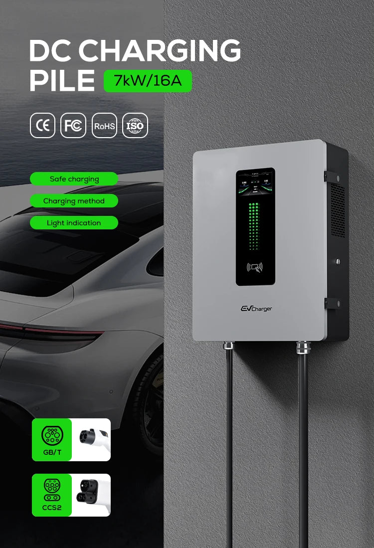CCS2 GBT DC 20KW Wallbox Wall Mounted EV Fast DC Charger Home Charging Stations 30KW 40KW Level 3 Car Electric Chargers